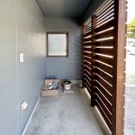 知多市 リフォーム　シャッター　物置　木製フェンス