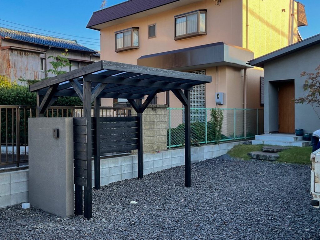 愛知県　名古屋市　サイクルポート　おしゃれ　木製