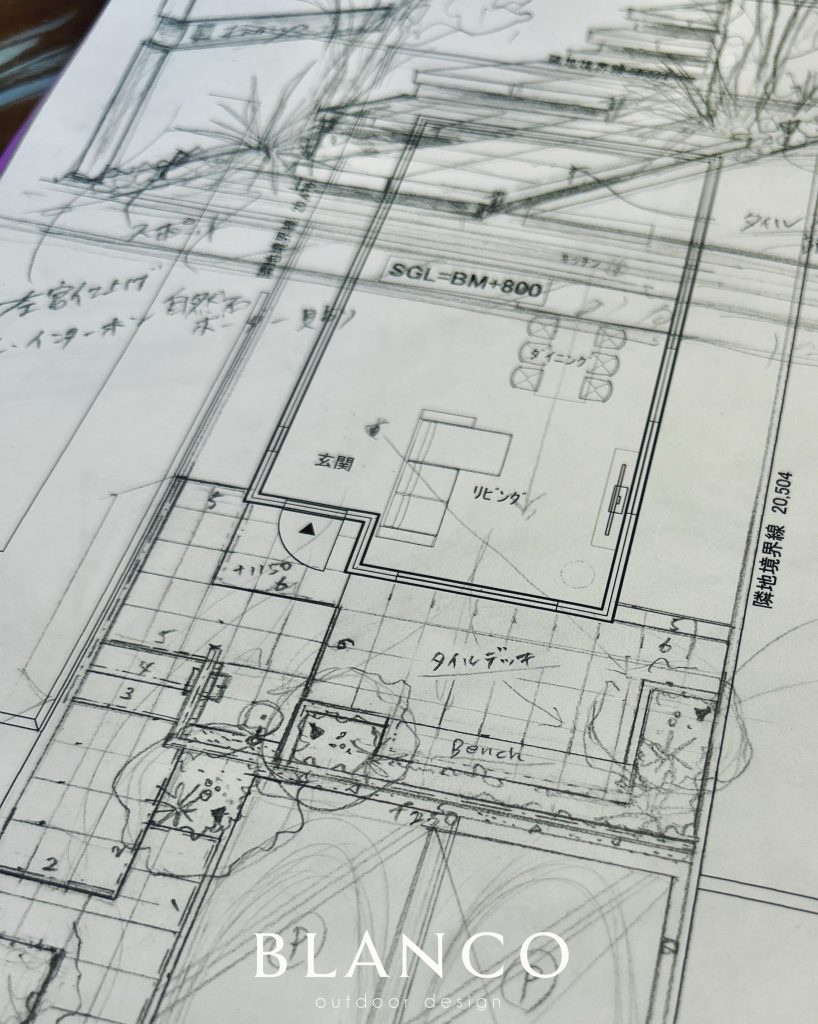 外構デザイン 手描き ラフデザイン