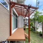 ガーデンデザイン 瀬戸市　木製パーゴラ　ガーデニング　つるバラ