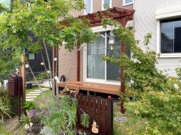 ガーデンデザイン 瀬戸市 木製パーゴラ ガーデニング つるバラ