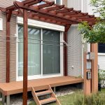 ガーデンデザイン 瀬戸市　木製パーゴラ　ガーデニング　つるバラ